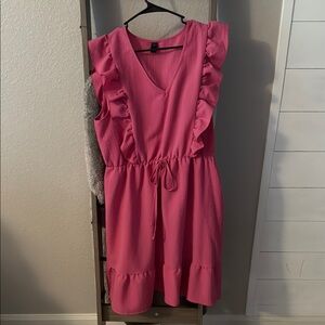 Pink Ruffled Sleeveless Dress